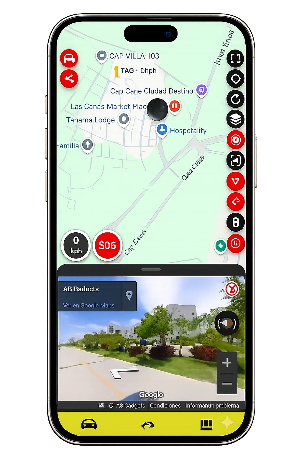 Zona segura configurada en el mapa de la aplicación